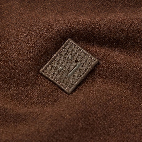 ACNE STUDIOS Keve Logo-Appliquéd Wool Cardigan in Brown Size Small - Picture 3 of 8